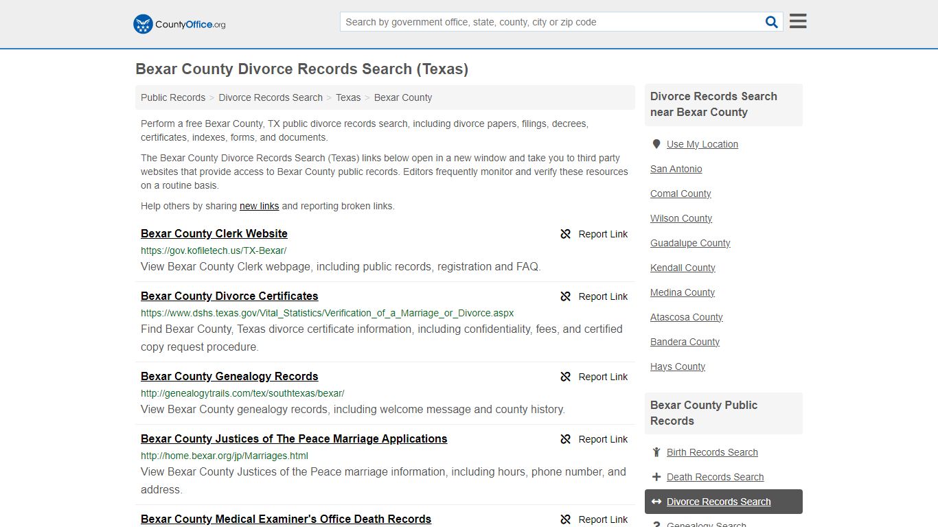 Bexar County Divorce Records Search (Texas) - County Office
